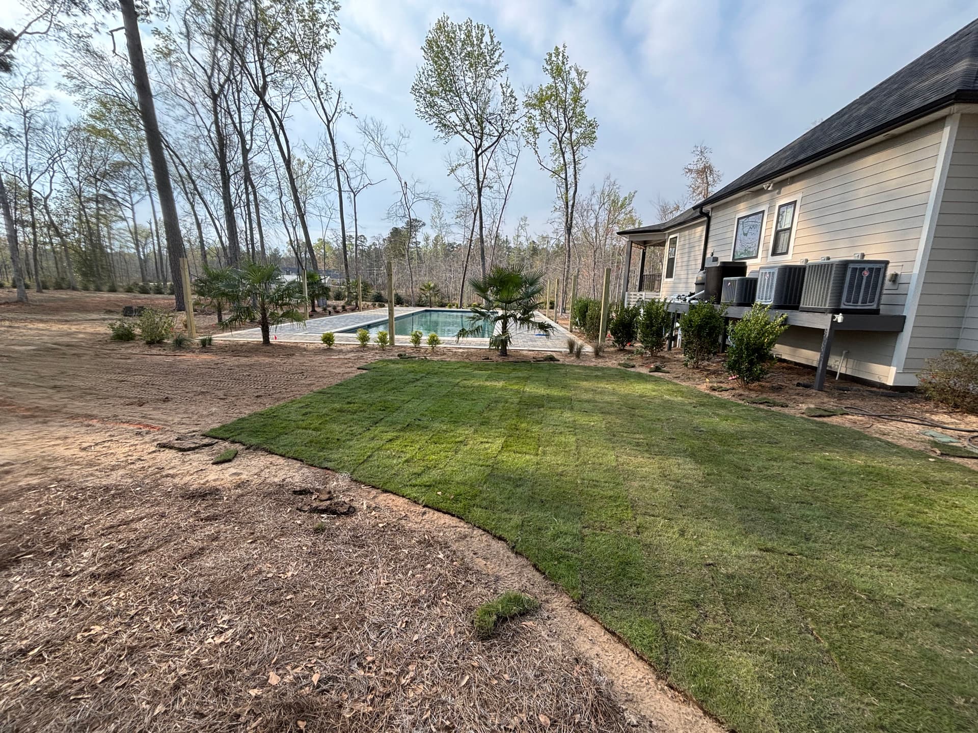 Poolside Enhancement with Lush Sod Installation image