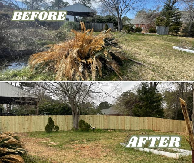 Yard Cleanup and New Fence Installation by Green Relief Landscaping