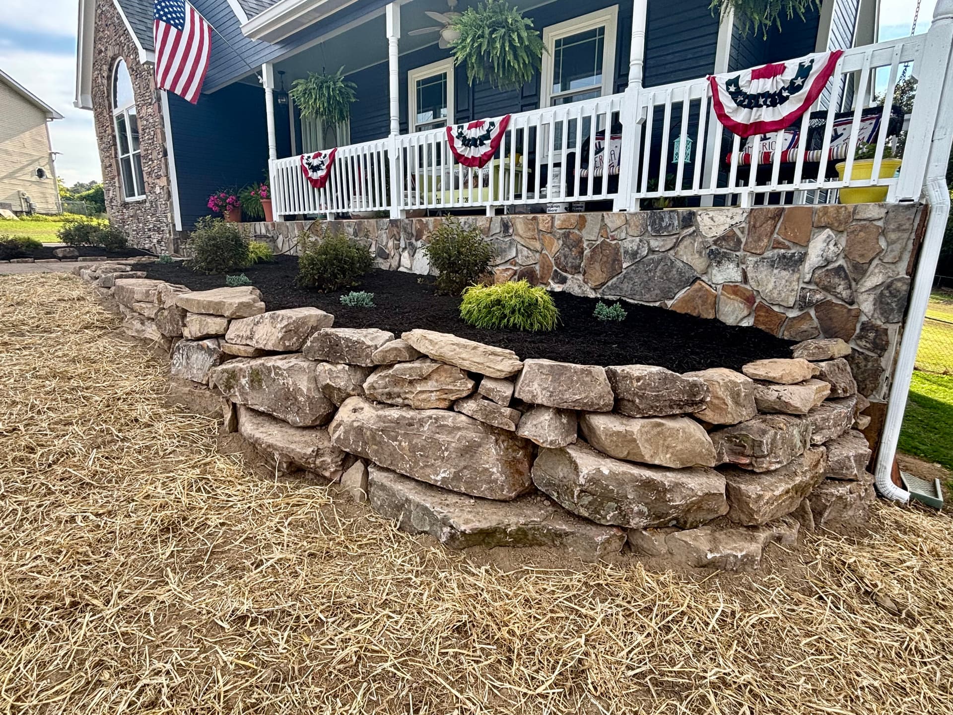 Boulder Wall, Fresh Plantings and Pool Privacy Screen in Ringgold image