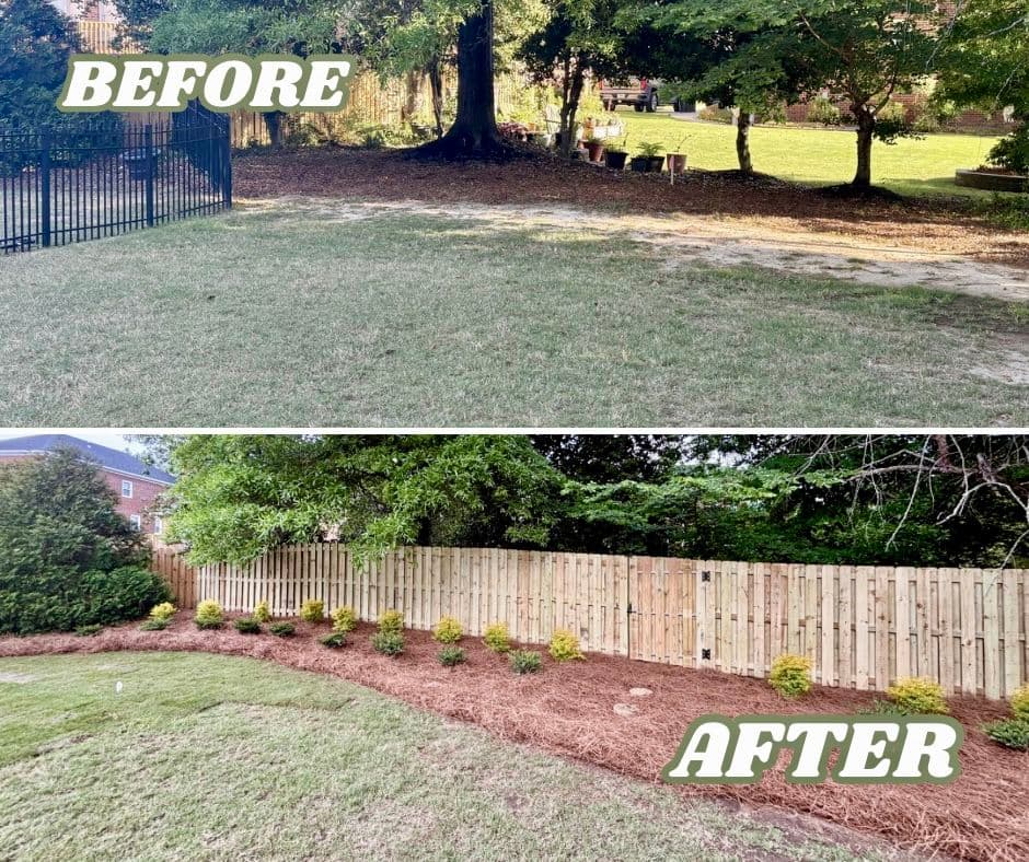 Backyard Overhaul With New Privacy Fence and Fresh Landscape Bed image